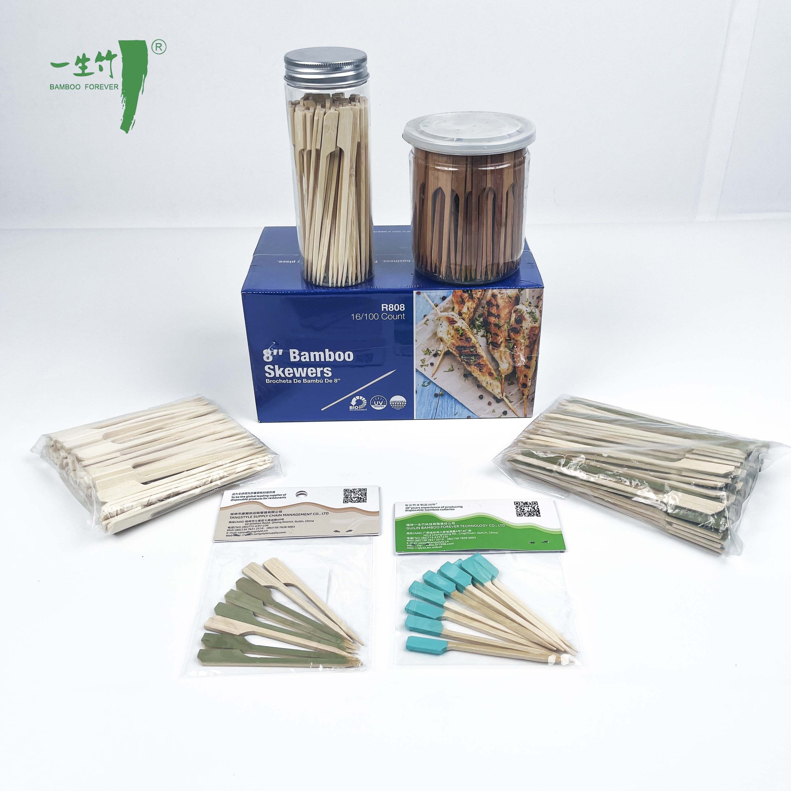 Hochwertige Teppo-Grillspieße aus Naturbambus mit individuellem Wrap