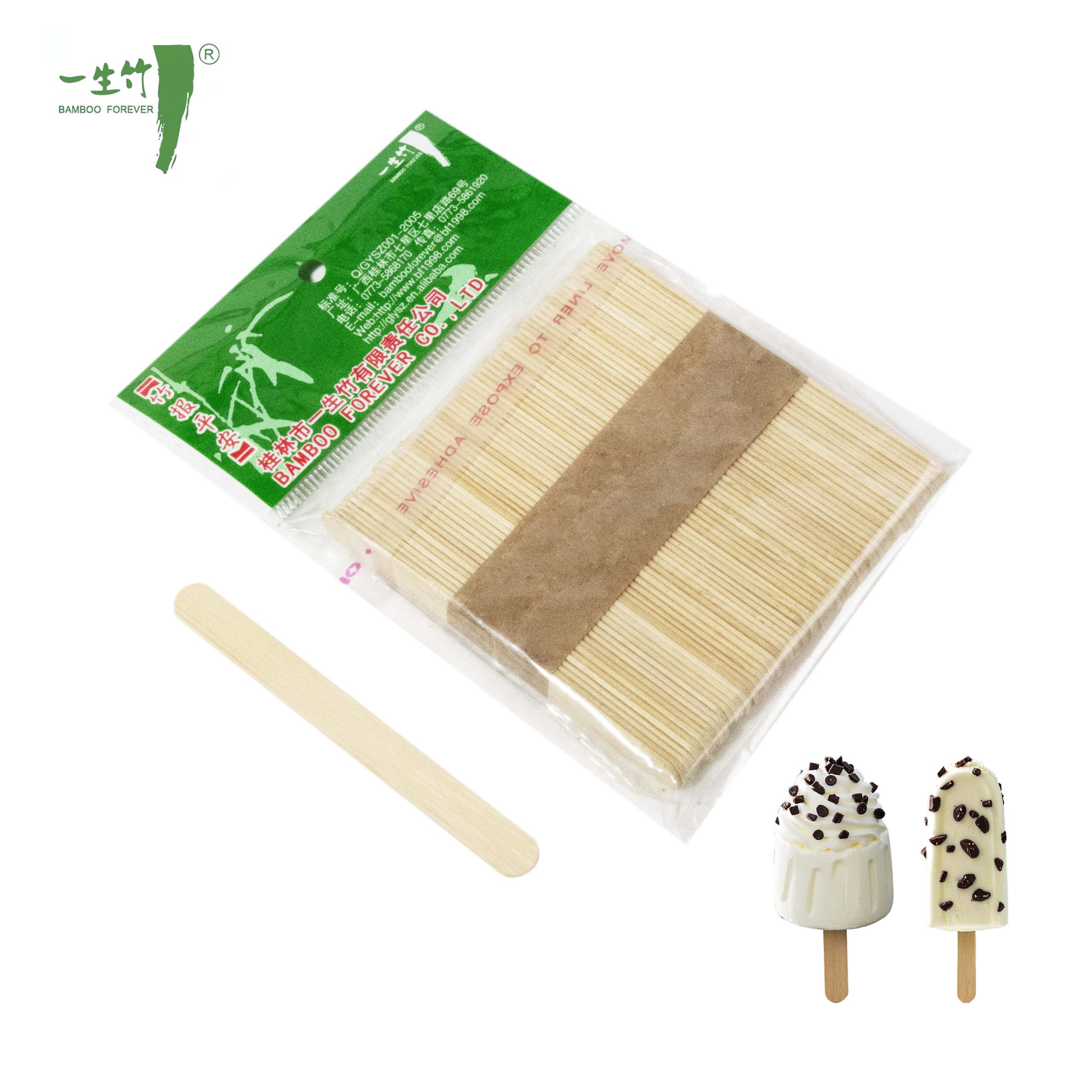 OEM-bedruckte Eisstiele aus Bambus mit individuellem Logo – Einweg-Verpackung